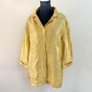 Chico's Design Silk Blend Blouse - Yellow - Size XL/16 (3)